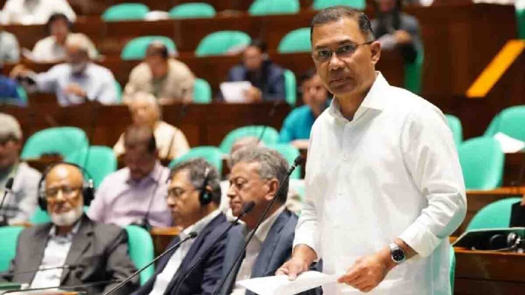 জাতীয় সংসদে বক্তব্য রাখছেন প্রধানমন্ত্রী তারেক রহমান।