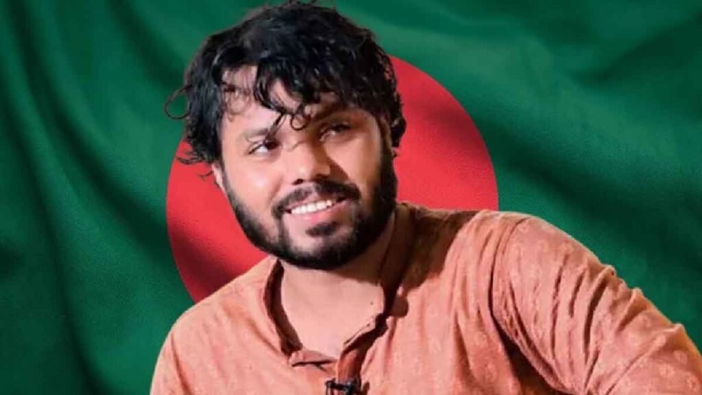 ওসমান হাদি হত্যা মামলার প্রতিবেদন ২৮ জুন শহীদ শরিফ ওসমান হাদির ছবি, ব্যাকগ্রাউন্ডে বাংলাদেশের পতাকা।